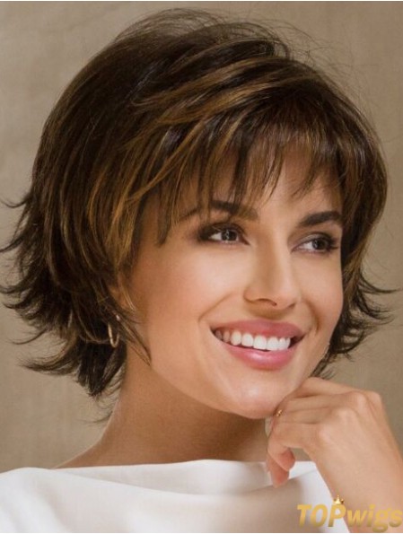 Synthetic Bobs Brown Wavy 9 inch Medium Wig