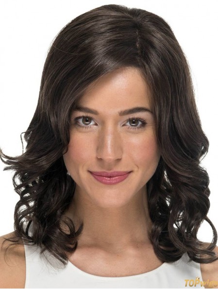 Curly Without Bangs Black 14 inch Monofilament Cheap Wigs For Cancer Patients