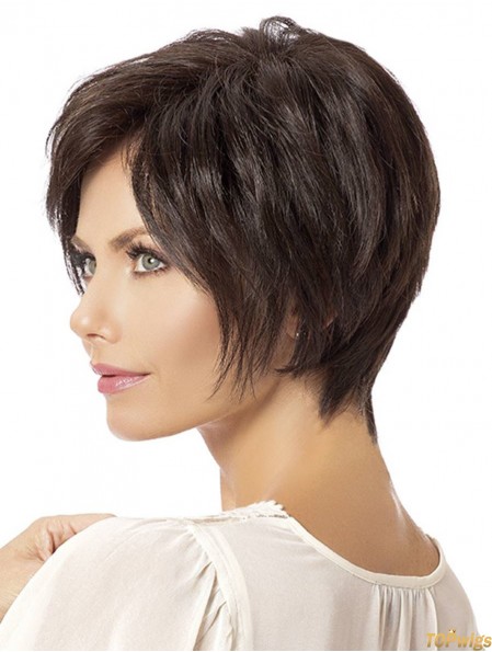 Straight Brown Layered 8 inch Wig Lace