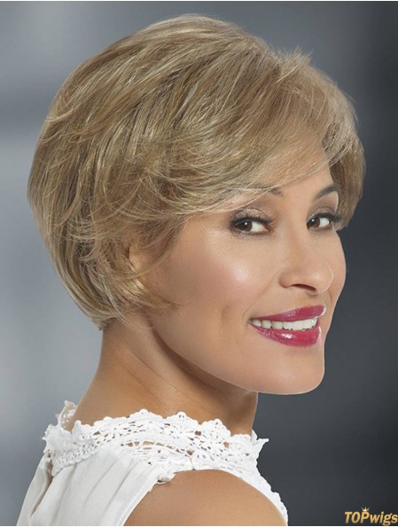 Synthetic Blonde Layered Straight 6 inch Glueless Lace Wigs