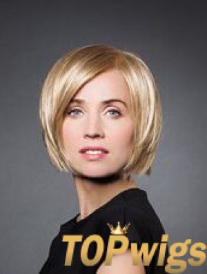 10 inch Straight Blonde Synthetic Chin Length Monofilament Wig Bob