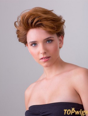 Copper Short Synthetic 8 inch Wavy Layered Front Lace Wigs