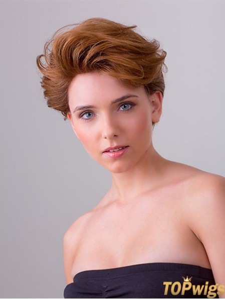 Copper Short Synthetic 8 inch Wavy Layered Front Lace Wigs