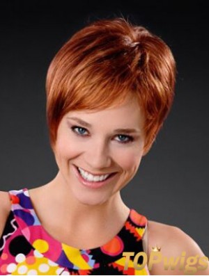 Copper Short Synthetic 8 inch Straight Boycuts Front Lace Wig