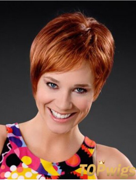 Copper Short Synthetic 8 inch Straight Boycuts Front Lace Wig