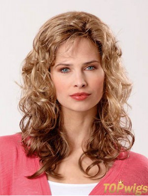 Synthetic Brown Curly 14 inch Capless Layered Long Wigs