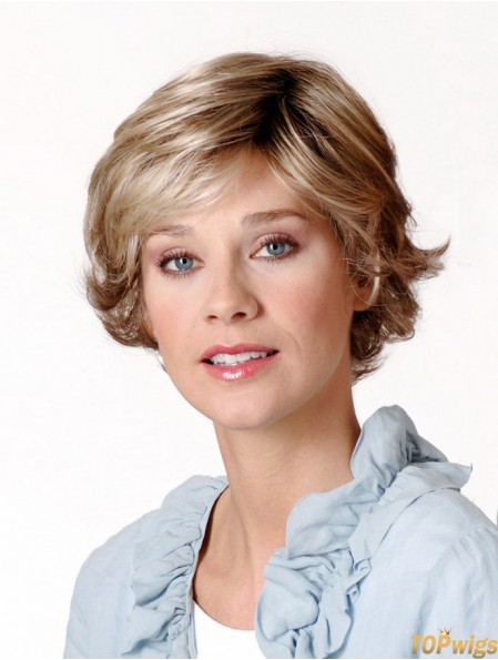 Synthetic Capless 8 inch Layered Wavy Blonde Short Ladies Wigs