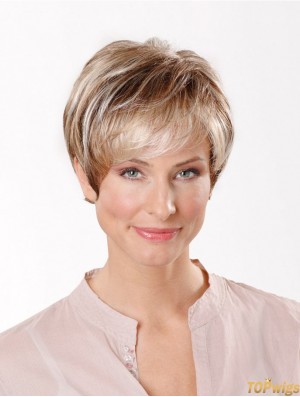 Synthetic Capless 8 inch Boycuts Straight Blonde Short Cut Wigs