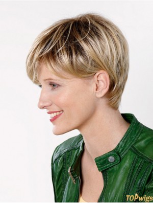 Straight Boycuts Capless 8 inch Blonde Short High Quality Synthetic Wigs