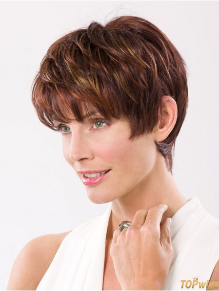 Straight Boycuts Capless 8 inch Auburn Cropped Synthetic Hair Wig