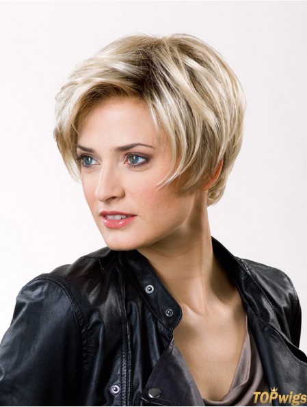 Straight Layered Lace Front 8 inch Blonde Short Good Synthetic Wigs