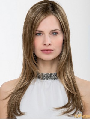 Synthetic Ombre/2 tone Straight 18 inch Capless Without Bangs Ladies Long Wig