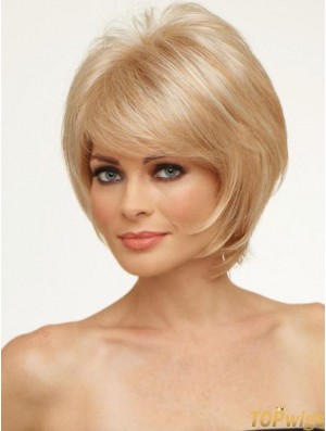 Copper With Bangs Straight 8 inch Chin Length Monofilament Hair Topper