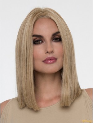 Straight Blonde Without Bangs 14 inch Monofilament Wig Sale