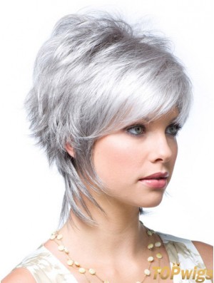 Cheap Ladies Grey Synthetic Wigs Wavy Style For Women