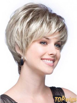 Grey Wigs With Synthetic Short Length Wavy Style