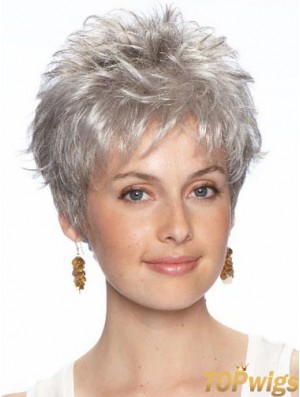 Grey Women Synthetic Hair Wigs Online Wavy