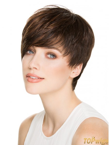 4 inch Fashionable Straight Boycuts Brown Short Wigs