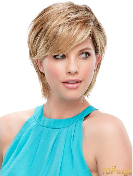 Short Straight Layered Blonde Modern 100% Hand-tied Wigs