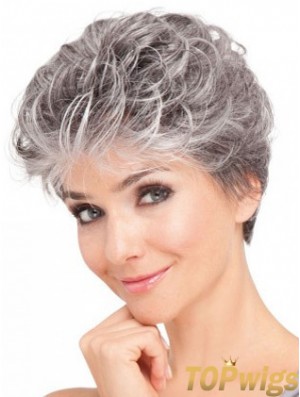 Synthetic Grey Women Wigs For Elderly Lady