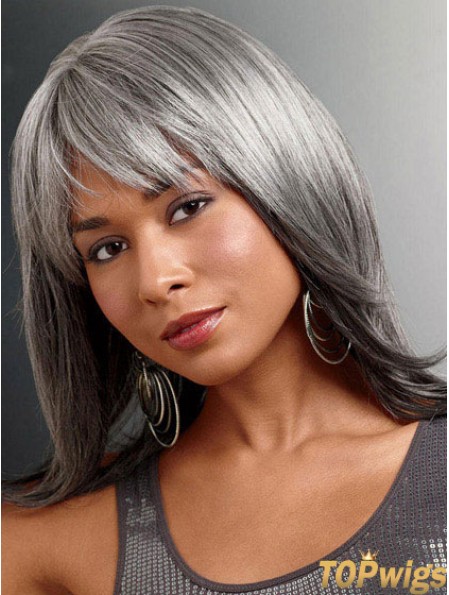 Wigs For The Older Lady UK With Lace Front Straight Style Grey Cut