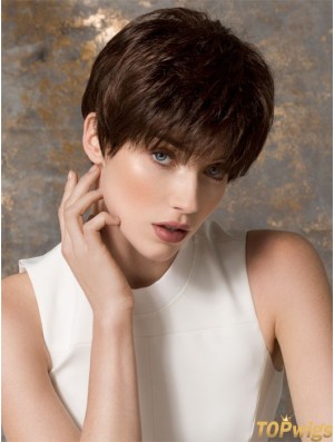 Boycuts Cropped Brown Straight Fashion Petite Wigs