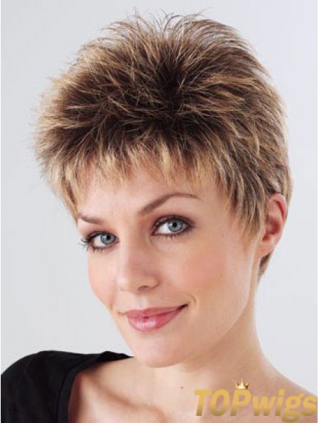 Synthetic Cropped Monofilam Boycuts Hand Tied Mono Petite Wigs