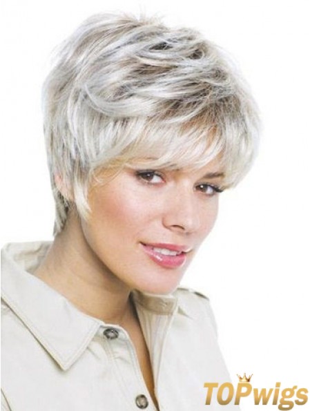 Synthetic Amazing Short Wavy Grey Wigs