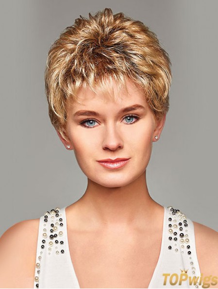 Mono Hair Toppers UK Cropped Length Blonde Color Curly Style Boycuts