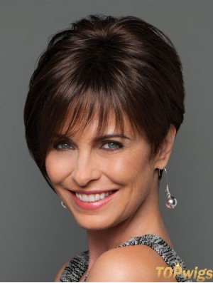 Mono Wigs UK Short Length Brown Color Layered Cut Straight Style