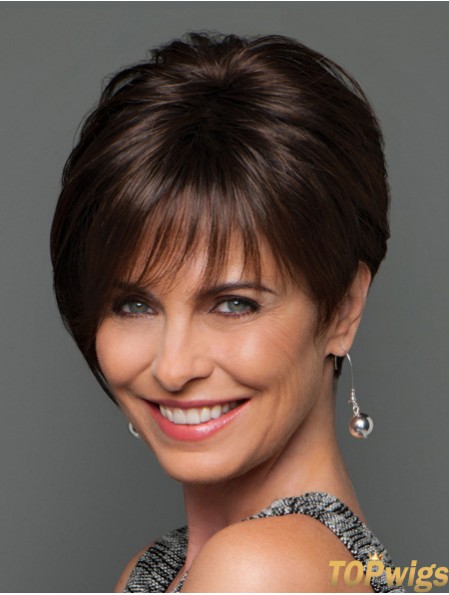 Mono Wigs UK Short Length Brown Color Layered Cut Straight Style