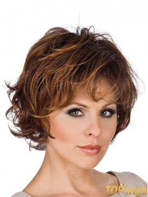 Synthetic Lace Front Wigs Layered Cut Wavy Style Short Length