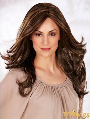 Long Monofilament Wigs Wavy Style Long Length Brown Color