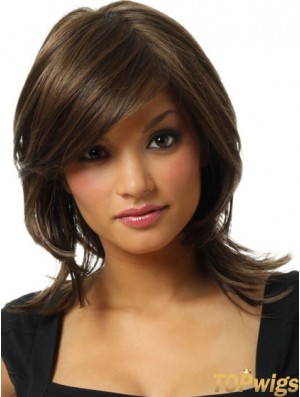 New Brown Chin Length Straight Layered Lace Front Wigs