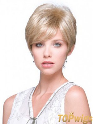 Incredible Blonde Short Straight Boycuts Monofilament Wigs