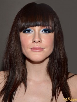 Long Straight With Bangs Brown New 100% Hand-tied Carly Rae Jepsen Wigs