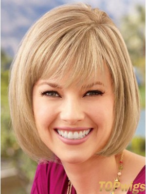 Lace Front Chin Length Straight Blonde Comfortable Bob Wigs