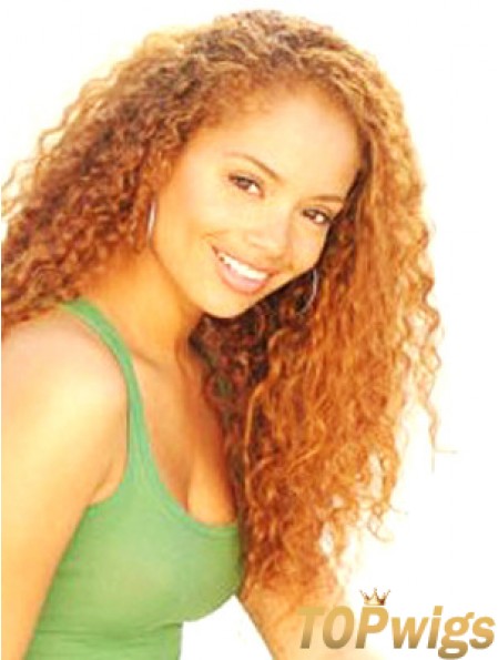 Curly Without Bangs Long Auburn Soft Lace Front Wigs