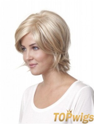 10 inch Blonde Chin Length Layered Straight Discount Lace Wigs