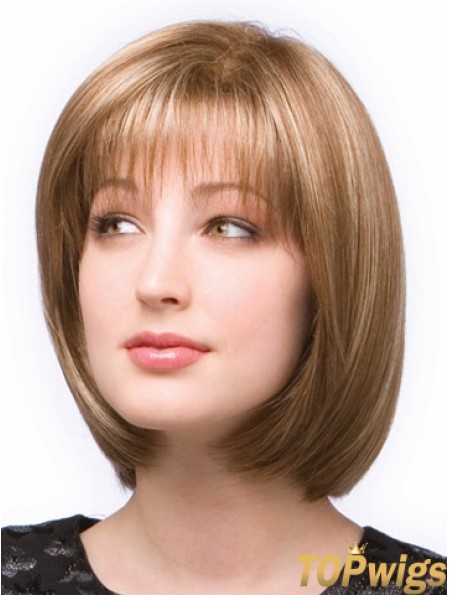 Chin Length Straight Monofilament Brown Stylish Bob Wigs