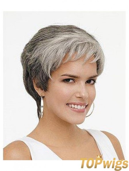 Synthetic Natural Short Wavy Grey Wigs