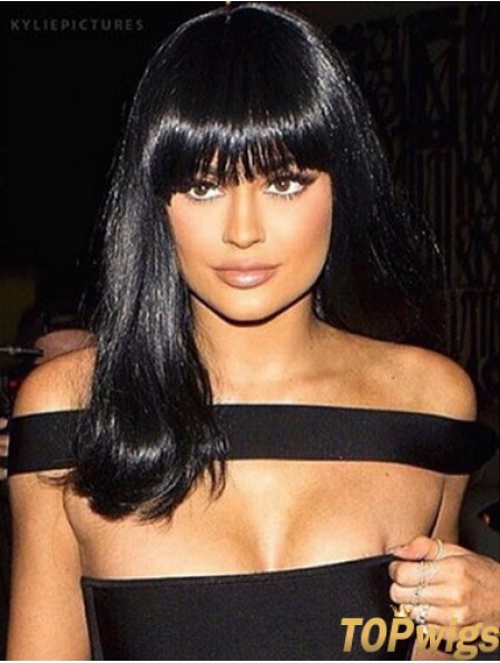 Style 14 inch Long Straight With Bangs Lace Front Kylie Jenner Wigs