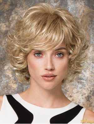 Layered Blonde Curly Chin Length 10 inch Perfect Medium Wigs