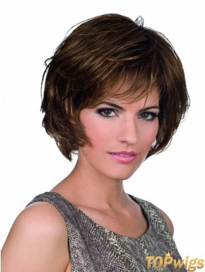 Bobs Lace Front Chin Length Synthetic Brown Monofilament Parting Wigs