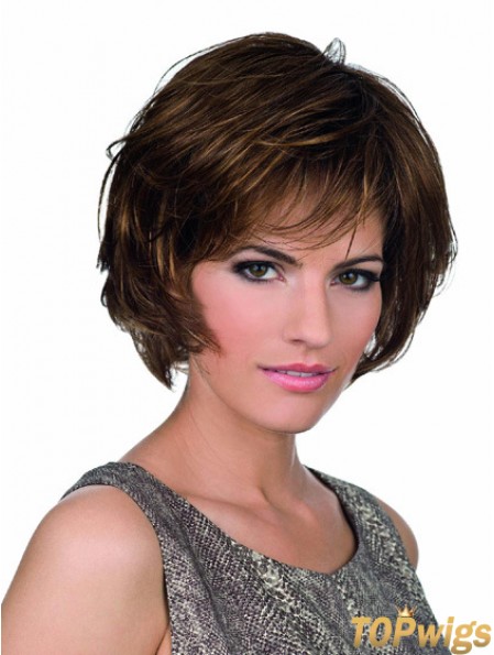 Bobs Lace Front Chin Length Synthetic Brown Monofilament Parting Wigs