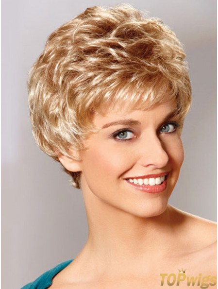 Auburn Boycuts Cropped Wavy Synthetic Petite Hand Tied Mono Wigs