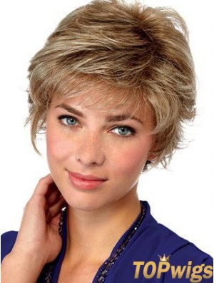 Hairstyles Blonde Short Wavy Layered Lace Front Wigs