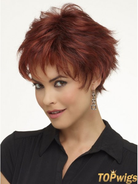 8 inch High Quality Wavy Boycuts Red Short Wigs