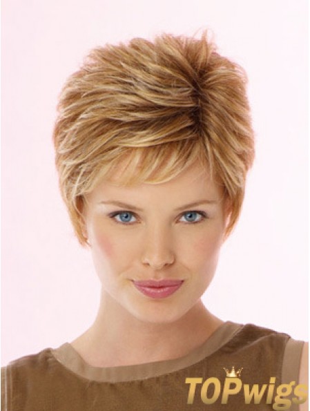 Fabulous Blonde Cropped Wavy Boycuts Lace Front Wigs