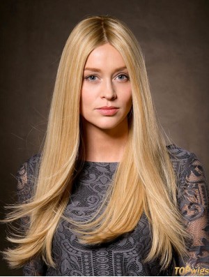 Long Straight Without Bangs Suitable Blonde Lace Front Wigs